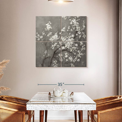 Fleurs de cerisier blanches Harnek I sur fond gris
