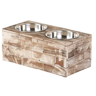 Petmaker 20 oz. 7 in. Stainless-Steel Nonslip Bamboo Dog Feeder with 2 Elevated  Dog Bowls with Stand PET6209 - The Home Depot