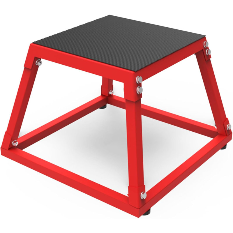 Aptliton 12" Plyometric Jump Box, Steel Non-Slip Platform for Crossfit Training, Red