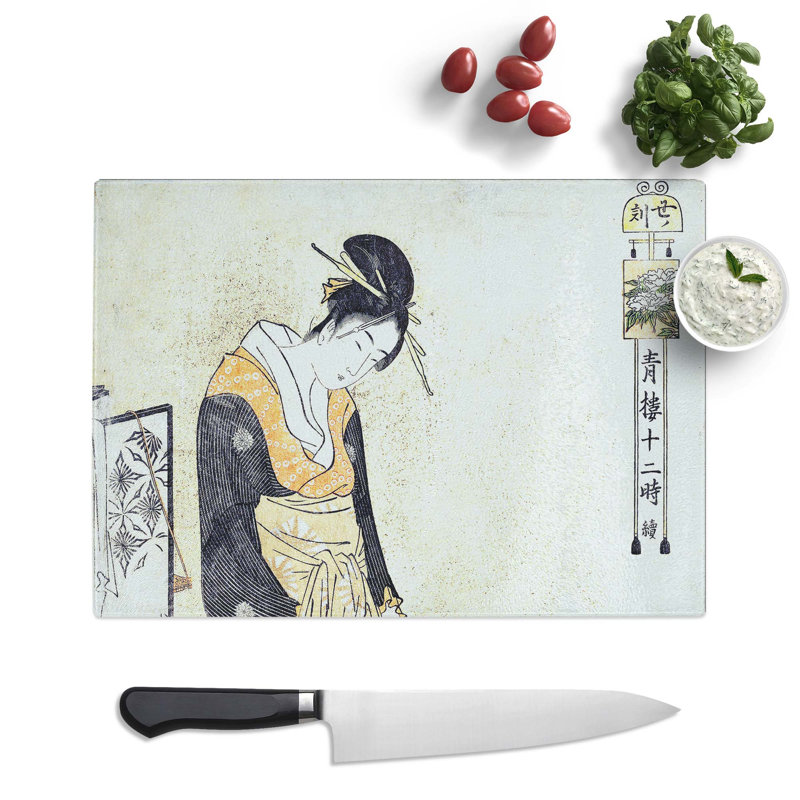 Tempered Glass Ushi No Koku by Kitagawa Utamaro Chopping Board, 39 cm x 28.5 cm