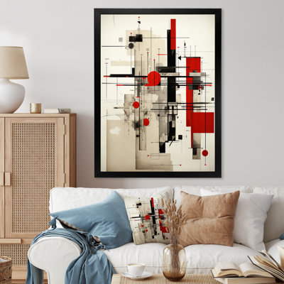 Red And Blue Retro Illustration - Modern Geometric Wall Decor