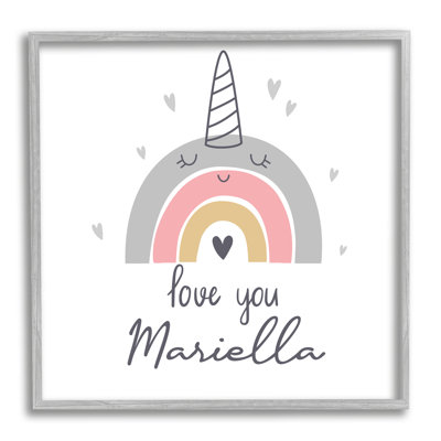 Love You Unicorn cmw-109 Personalized Wall Art