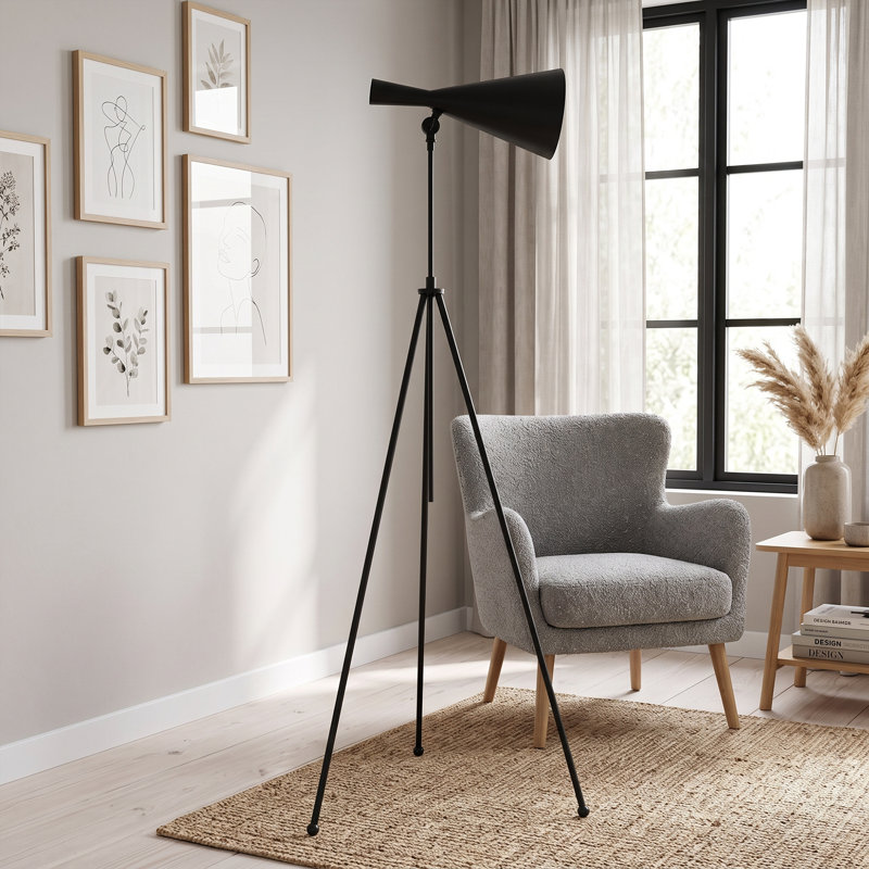 Lampe sur pied géométrique contemporaine noire Eclipse