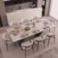 Table de salle à manger rectangulaire moderne de 200 cm (78,74 po) pour 6 à 8 personnes, avec un plateau extra-large de 100 cm (39,40 po) aspect marbre et un piètement géométrique sculptural.
