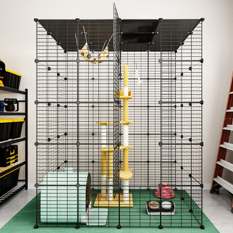 Grande cage intérieure pour chat avec cage en fil métallique pour chat 1-4 chats, 54 x 41 x 69