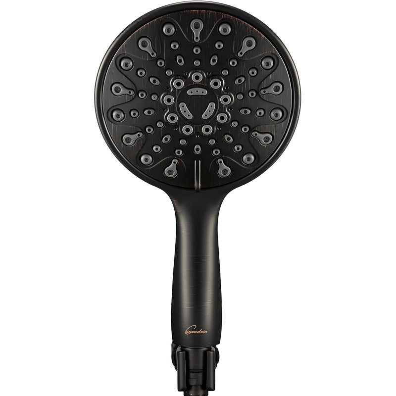 6-Inch Oil-Rubbed Bronze Rainfall Handheld Shower Head, 6 Spray Settings, Brass Swivel, Stainless Steel Hose