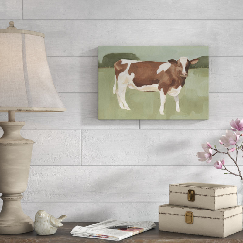 «Bovine Field II», peinture sur toile, H 12 po x l 18 po