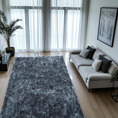 Tapis gris en lapin Rex