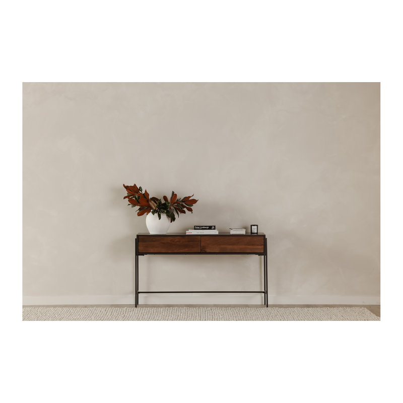 Samia 54'' Solid Wood Top Console Table, Black/Brown