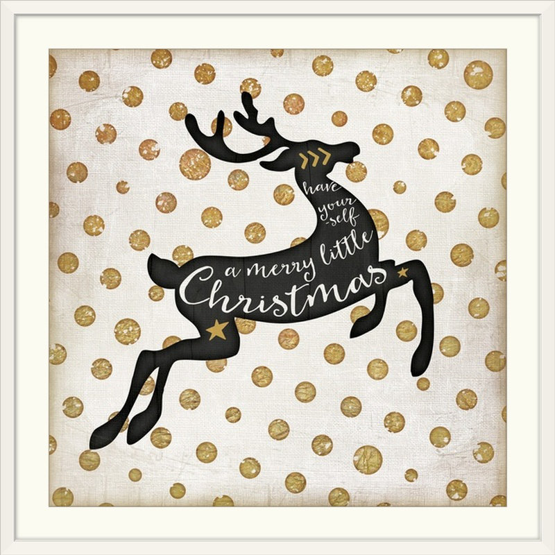 « christmas art merry little cerf » par jennifer pugh, impression, H 32 po x l 32 po x P 1 po, Cadre blanc