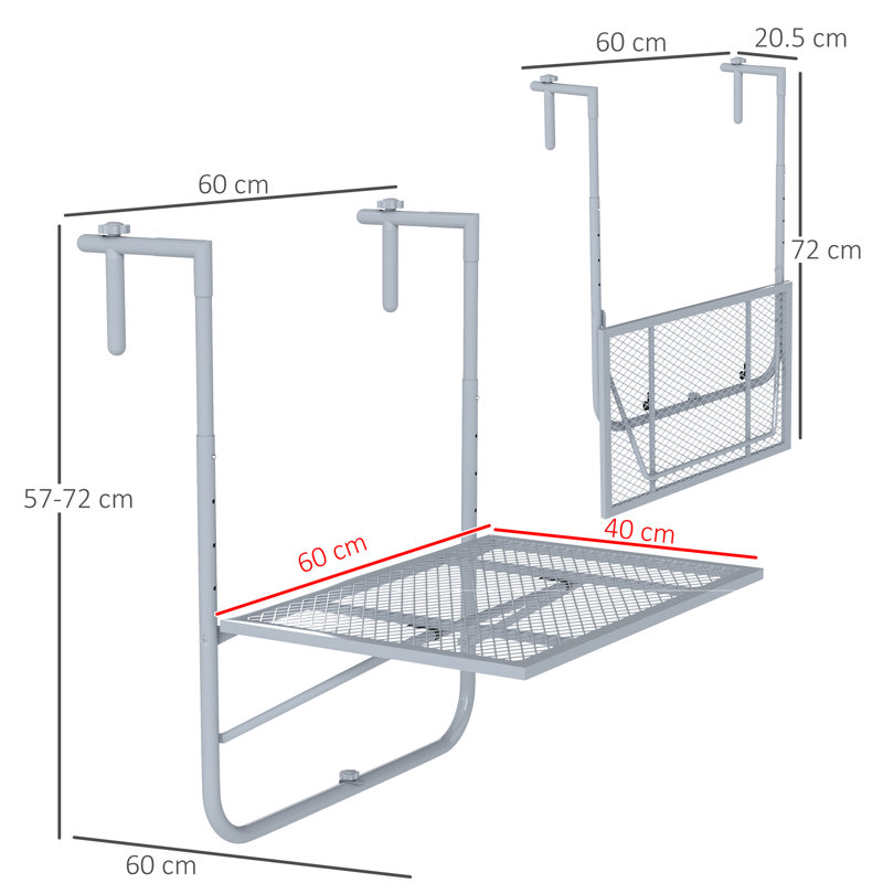 Square Metal Folding Outdoor Balcony Table , 60cm cm W 60cm cm D