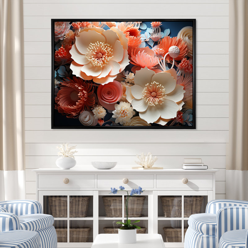 «Giant Plumose Anemone Collage», reproduction sur toile, H 24 po x l 32 po x P 1 po, Cadre flottant noir