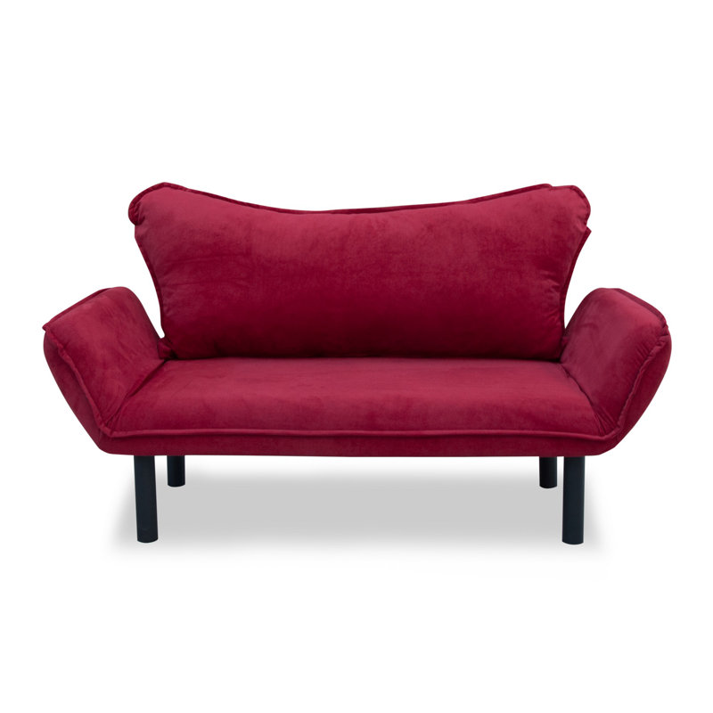 Canapé-lit à accoudoirs arrondis 61,42 po Marlowe, Polyester rouge foncé