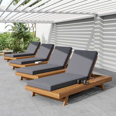 Lounge Chaise Set,Space Available On One Side, Acacia Wood With Water-Resistant Lounge Cushions (4 Inch Thick) - Matching Version Available by Latitude Run
