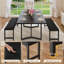 Ensemble de table de salle à manger 63 "pour 4-6, table de cuisine extensible 3 pièces avec 2 bancs rembourrés, ensemble de table de salle à manger extensible avec cadre en métal et panneau de fibres à densité moyenne, noir