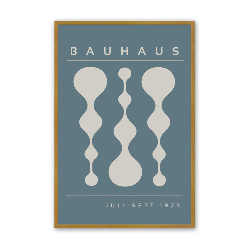 Strom Blue Retro Bauhaus, affiche II, Or poli, H 37,25 po x l 25,25 po x P 1,25 po
