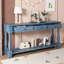 Console 63 po avec 3 tiroirs et tablette méditerranéenne - canapé très long pour entrée / couloir / salon - finition espresso, pieds en bois massif, style rétro vieilli-129594276