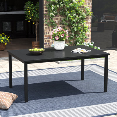 Table de salle à manger d'extérieur 63 "avec trou pour parasol 63"