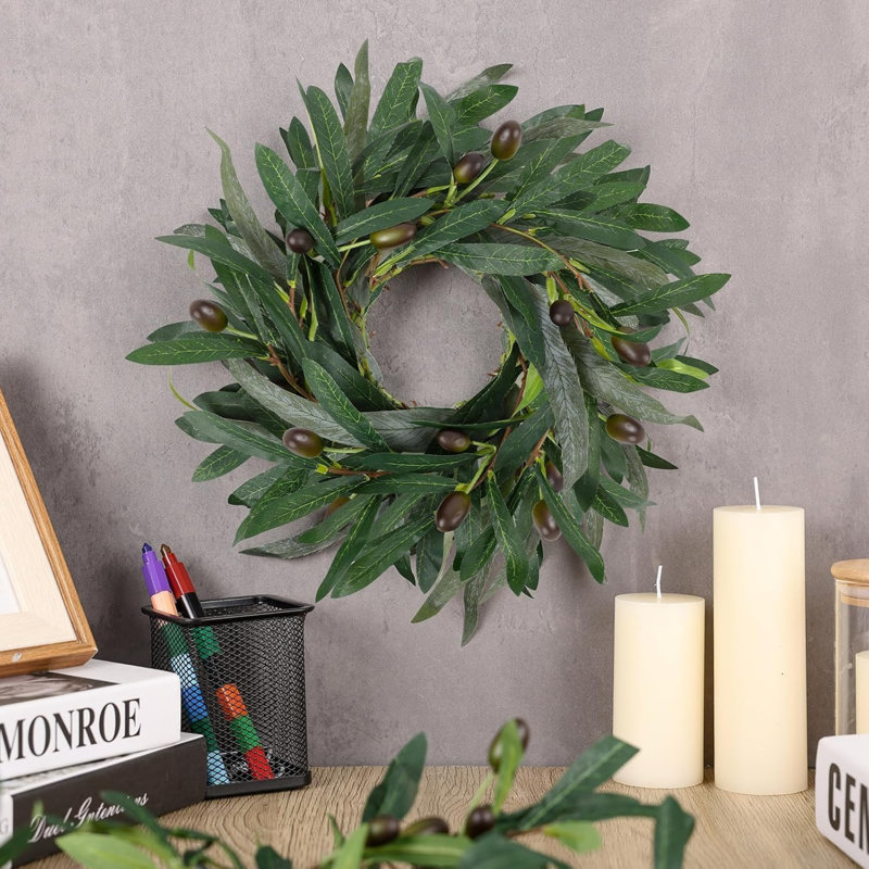 6 pièces couronnes d'olive artificielle d'été vert couronne de verdure mini armoire de cuisine verte couronne de printemps pour porte d'entrée porche fenêtre de mariage décoration de maison de campagne