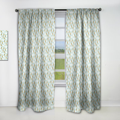 Retro Botanical Pattern II - Abstract Mid-Century Modern Blackout Curtain Single Panel