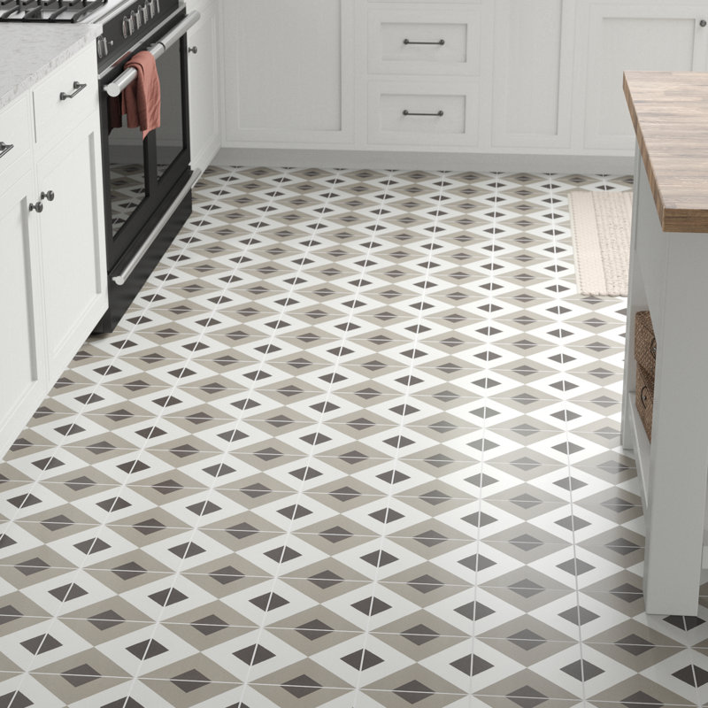 Carreau de mur et de plancher 8 po x 8 po Encausto, Blanc / Brun