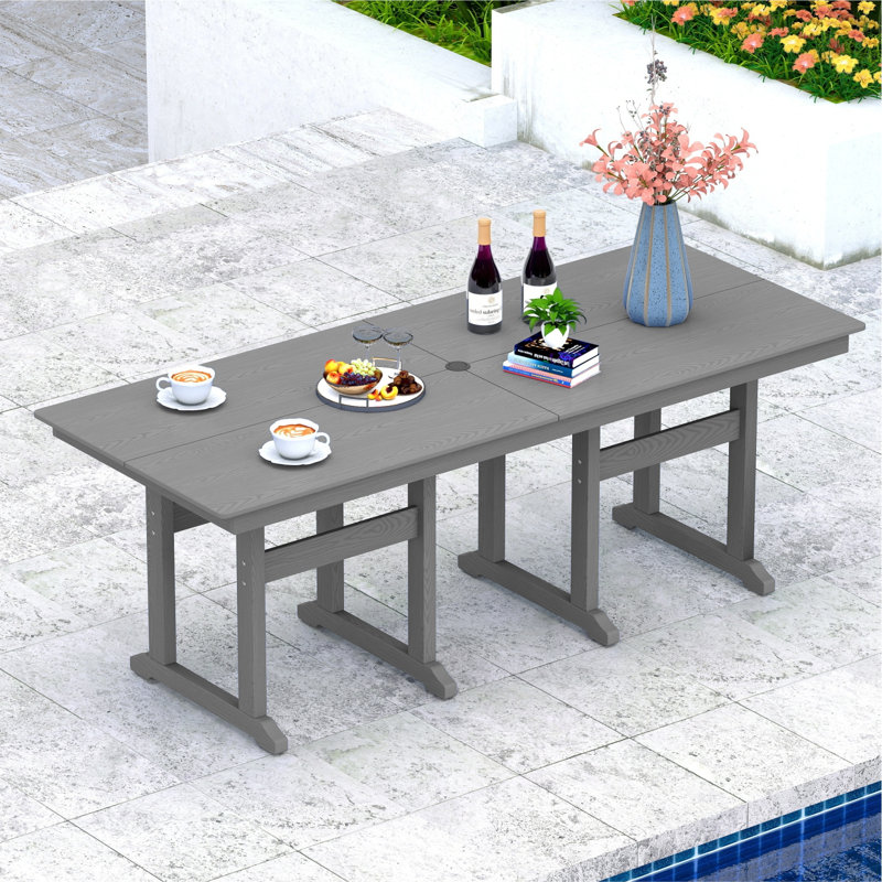 Table rectangulaire 82,6 po pour patio, terrasse et jardin, Gris
