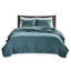 Courtepointe 2 pièces simple / simple TG sarcelle - réversible, microfibre, rembourrée de coton, pour un rembourrage de chambre à coucher, repos confortable-119449037-119449039