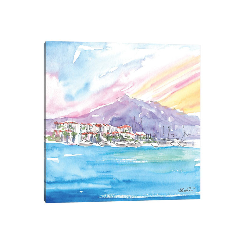 Luxury Mediterranean Harbour of Puerto Banus Spain 1 Piece Wrapped Canvas Wall Art, 93.98cm H x 93.98cm W x 1.905cm D