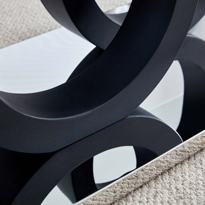 Modern Style Glass Top MDF Coffee Table with Black Base, Suitable for Living Rooms and Lounge Areas
