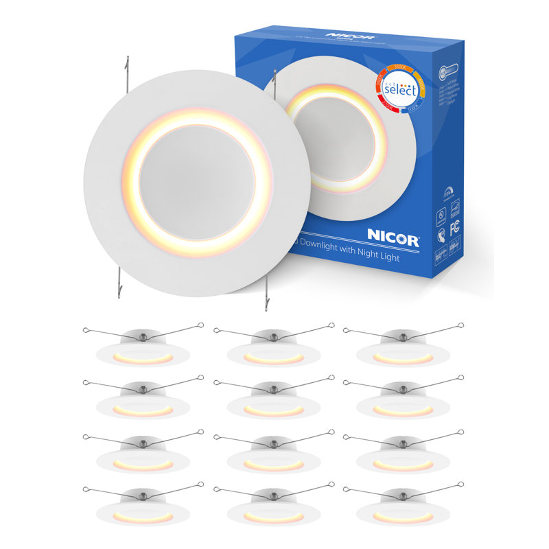 Éclairage à DEL 5 po / 6 po à DEL sélectionnable avec lumière de nuit (paquet de 12)