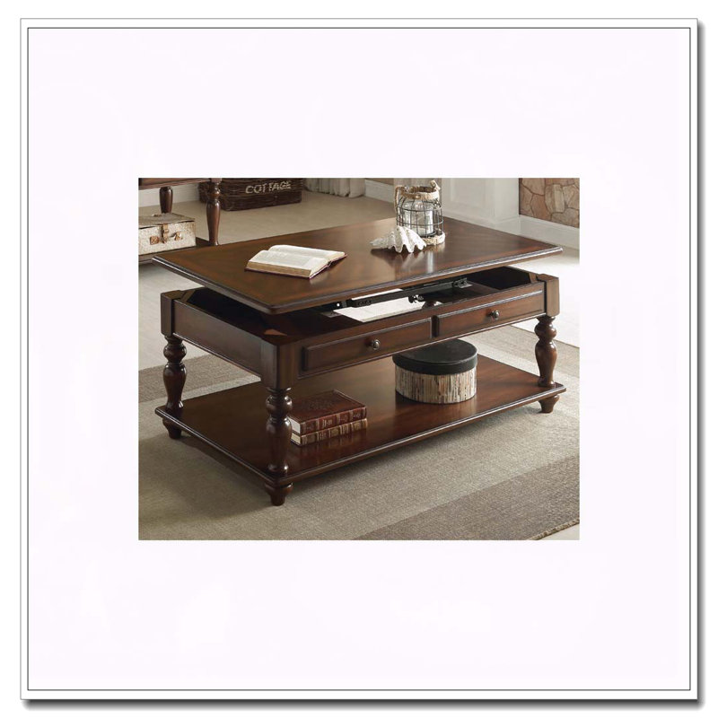 Table basse en noyer avec plateau relevable