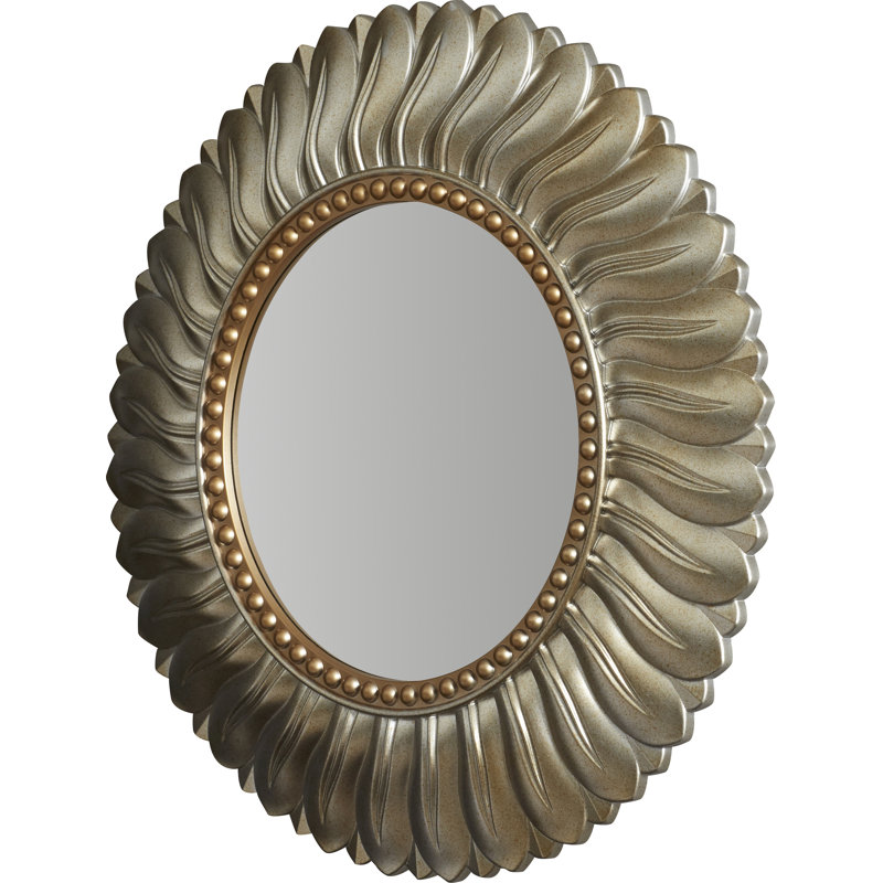 Chappory Mirror Round Plastic Wall Mirror 21.5 Inches, Silver/Gold