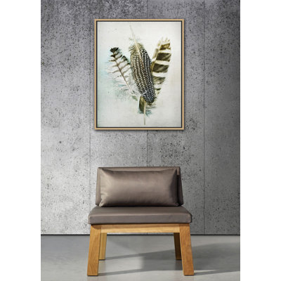Chouette - Plumes de Guinée - Peinture sur toile à cadre flottant
