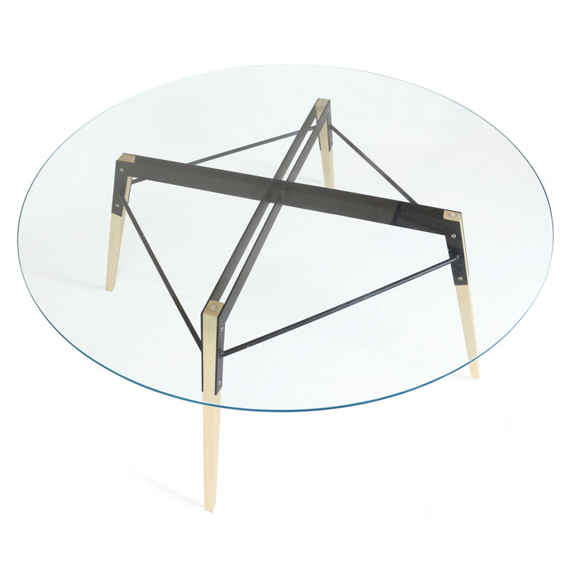 Ross Glass Top Coffee Table, Maple/Black