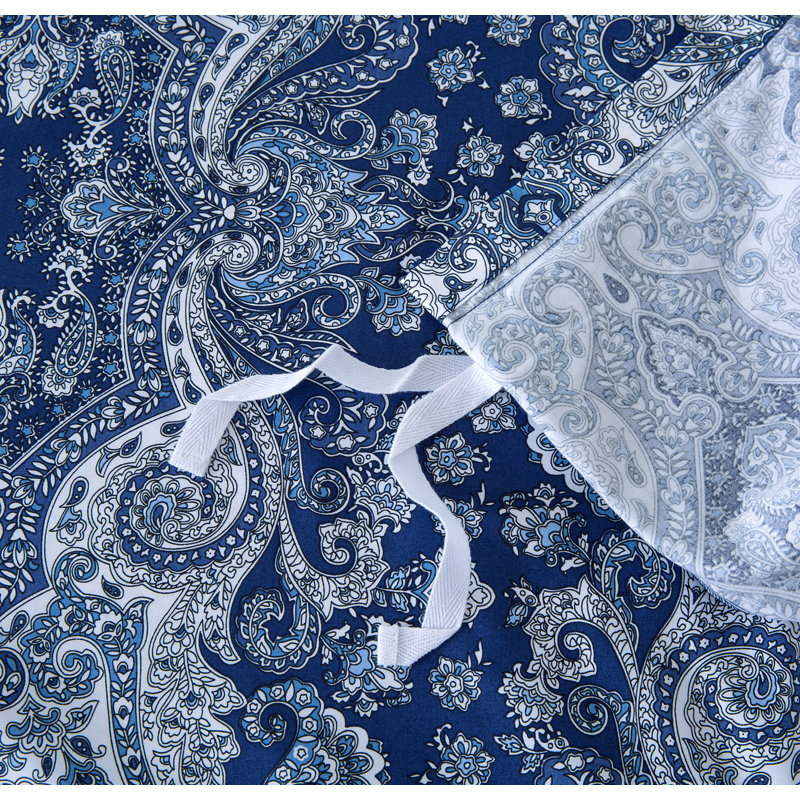 Egyptian-Quality Cotton Sateen Damask Duvet Cover, Twin Duvet Cover + 1 Twin Sham