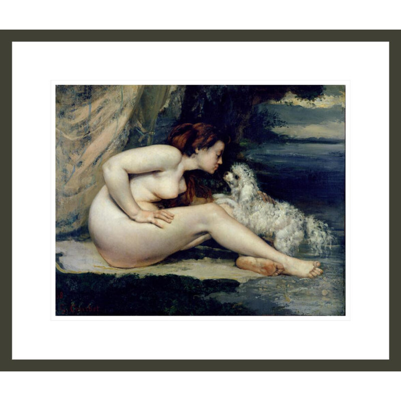 «Nu féminin avec un chien» par Gustave Courbet, H 17,75 po x l 20,85 po