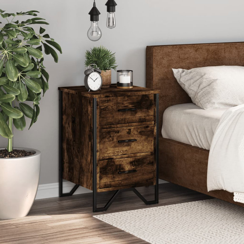 Anissah 40cm W Bedside Table, Smoked Oak