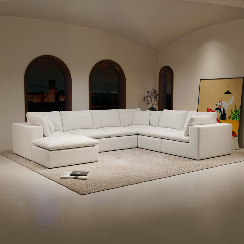 Canapé modulaire 137,8 * 108,3 po, canapé rembourré et compressé pour salon, chambre à coucher, appartement, sans assemblage requis, combinaison libre 7PC