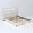 Floating Upholstered Platform Bed Frame with LED Light and Charging Station-781175777