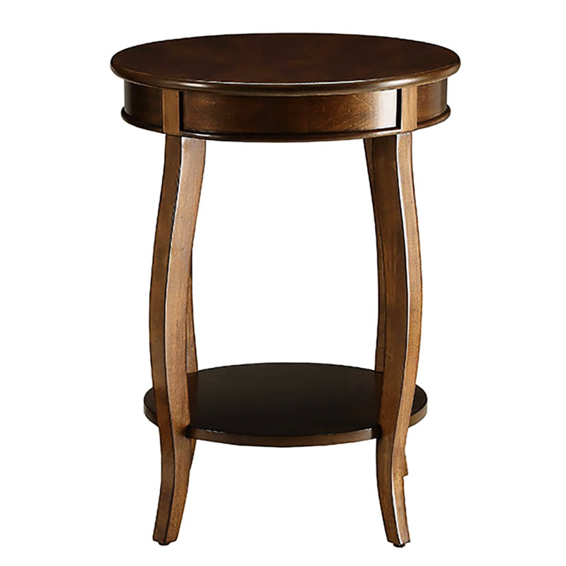 Table d'appoint ronde en noyer avec tablette inférieure pour plus de durabilité