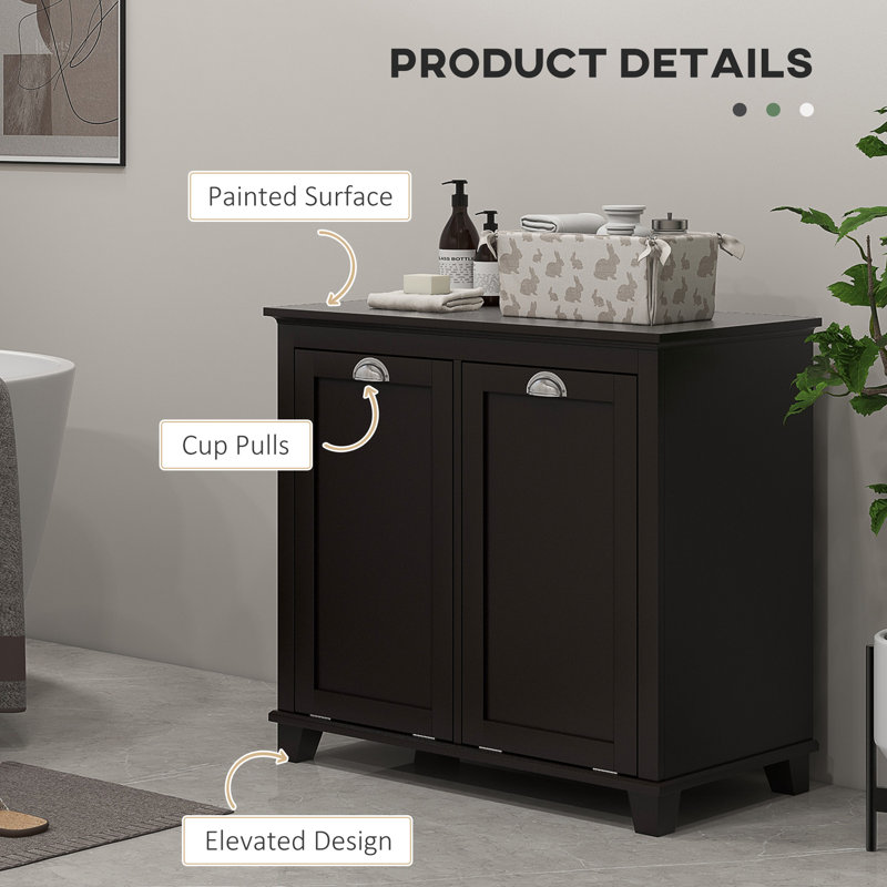 HOMCOM Dual Tilt Out Laundry Hamper Cabinet