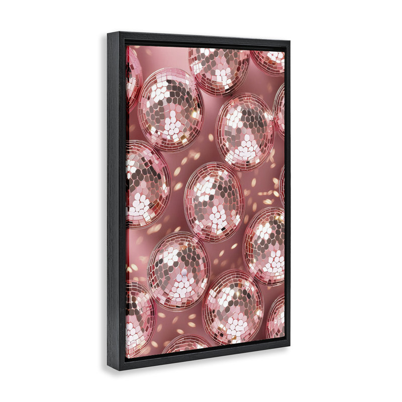 Cadre flottant Disco Ball Shimmer, design par LSR Design Studio, Cadre flottant noir de jais, H 25 po x l 17 po