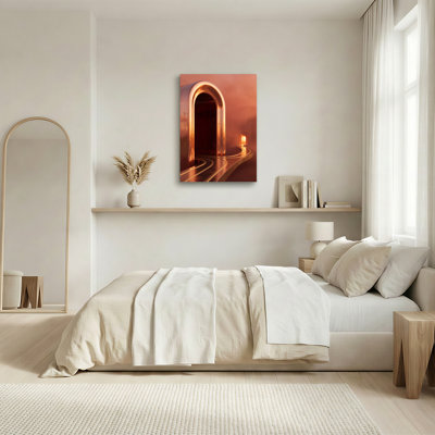 Art mural sur toile Futuristic Bronze Archway And Curved Path