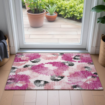 Machine Washable Indoor/Outdoor Colman ACN2132 Floral Rug