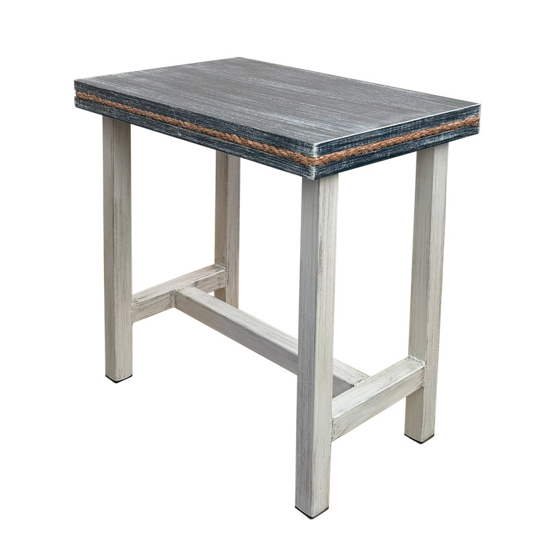 Iron Rectangle End Table w/ Rope Inlay