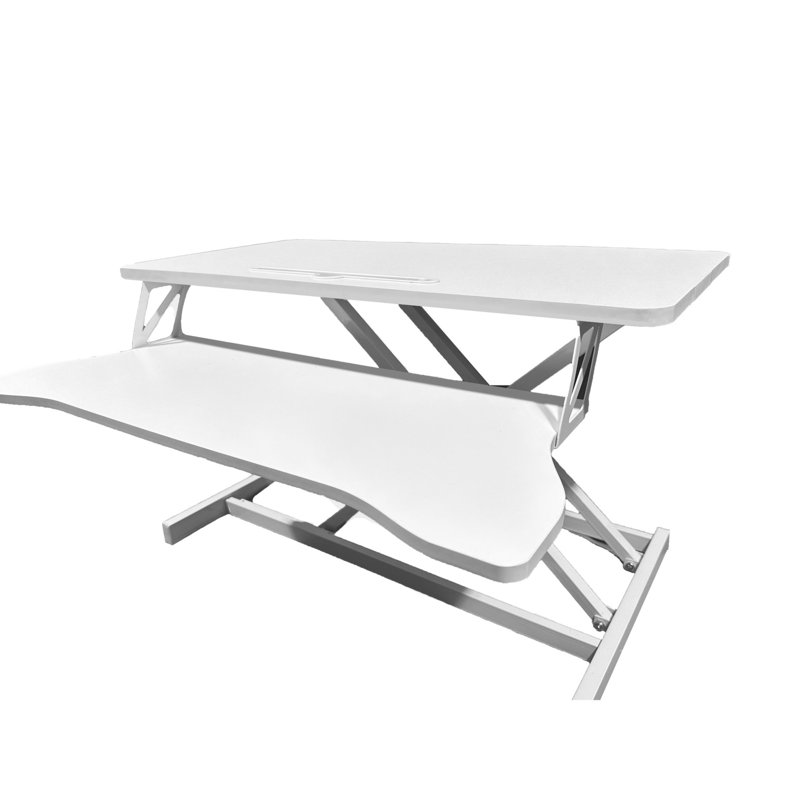32 Inch White Desk Converter, Allowing Sit To Stand Switch, For Dual Monitor And Laptop, With Spacious Keyboard Rack Compatible White, Expansive Support