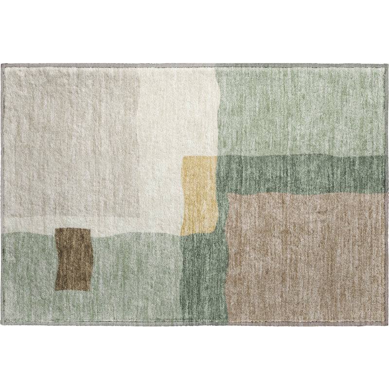 Premium Machine Washable Mayfield AMF2400 Geometric Rug, 1'8" x 2'6", Basil