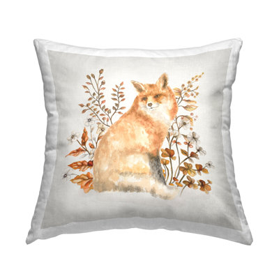 Rustic Fox & Botanicals Decorative Printed Throw Pillow Design by Janice Gaynor