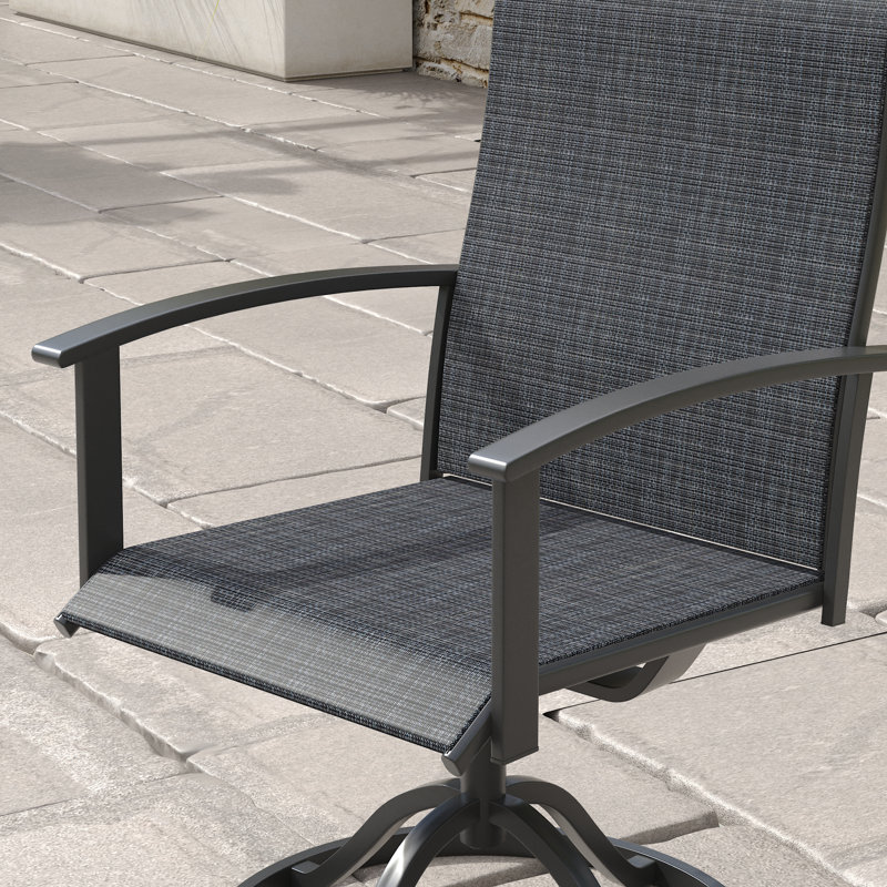 4-Person Round Patio Dining Set With Swivel Chairs, Charcoal/Black