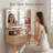 Vanity Desk with LED Mirror & Charging Station-593148022